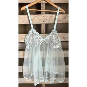 Sheer Blue 3X Babydoll Cami Style Nightgown Lingerie